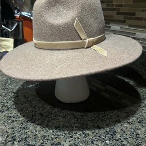 Rachel Parcell Tan Felt Hat with Ribbon
